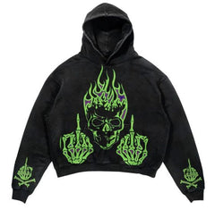 Skull Lightning Graphic Hoodie - Perfect for Edgy Streetwear Enthusiasts