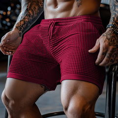 Men's Oversized Stretch Waffle Athletic Fitness Shorts Casual Comfort Everyday Basic Shorts