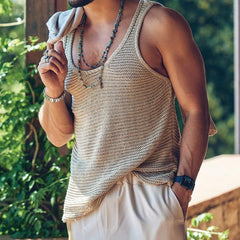 Men's Casual Solid Color Knitted Tank Top 55936533Y