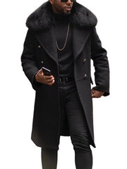 Men's Winter Overcoat with Detachable Fur Collar - Stylish and Warm Outerwear for Cold Weather