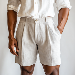 Men's Casual Comfortable Breathable Linen Blended Suit Shorts MTA3123C6M