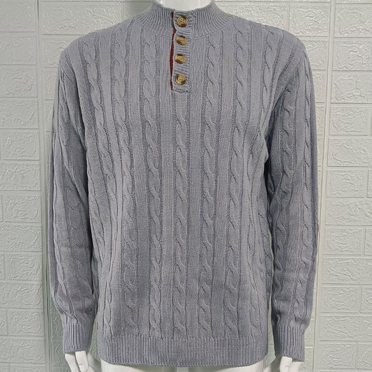 Men's Cable Knit Button-Down Sweater - Stylish and Comfortable for Casual Wear
