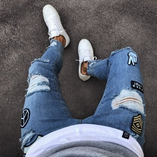 Men's Fashion Ripped Hole Jeans HH034