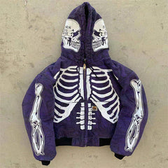 Skull Skeleton Graphic Hooded Jacket - Perfect for Edgy Streetwear Enthusiasts