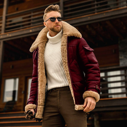 Winter Essential Aviator Jacket with Detachable Fur Collar