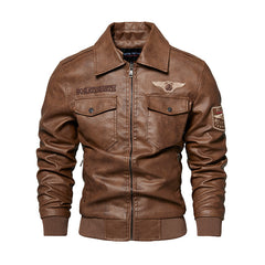 Classic Aviator Jacket With Embroidered Wing Patch