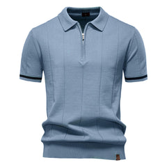 Men's Business Casual Woolen Polo Shirt Lapel Knitted Polo Shirt Short-sleeved