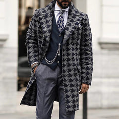Stylish Houndstooth Overcoat for Men - Perfect for Formal and Casual Wear