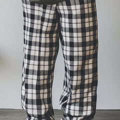 Men's Check Print Linen Casual Trousers MTA2543C3P