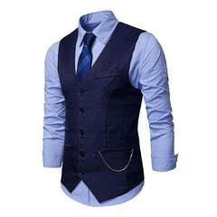 Men's Plain Print V-Neck Dress Vest 94317846M