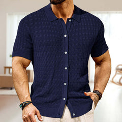Men's Solid Color Knitted Short Sleeve POLO Shirt MTA0142D9X