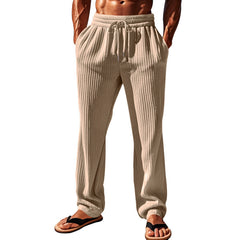 Men's Casual Pleated Drawstring Pants for Summer Beachwear