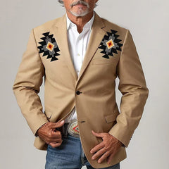 Stylish Western-Inspired Blazer with Bold Geometric Design