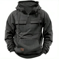 Stylish Black Hooded Jacket with Dual Pockets - Perfect for Casual and Outdoor Adventures