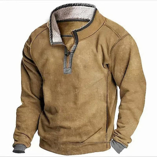 Cozy Half-Zip Pullover Jacket For Men - Perfect For Casual And Outdoor Activities
