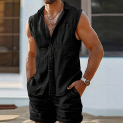 Stylish Sleeveless Linen Set for Men - Perfect for Summer Outings