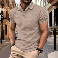 Men's Jacquard Texture Short-Sleeved Polo Shirt 65098598Y