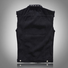 Edgy Rivet-Embellished Denim Vest for Men - Perfect for Urban Style and Casual Wear