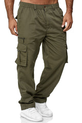 Men's Cargo Pants with Multi-Pockets and Adjustable Waistband for Outdoor Activities