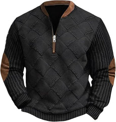 Stylish Cable Knit Quarter-Zip Sweater For Men - Perfect For Casual And Outdoor Wear