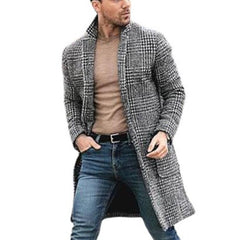 Men's Mid-length Plaid Woolen Coat 02038439F