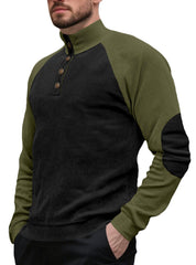 Stylish Color-Block Henley Pullover for Men - Perfect for Casual and Outdoor Activities