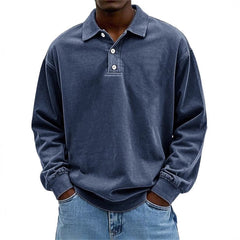 Stylish Long Sleeve Polo Shirt For Men - Perfect For Casual And Everyday Wear