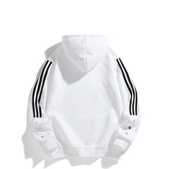 Stylish Black Hoodie with Striped Sleeves for Men - Perfect for Casual Wear