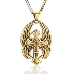 Vintage Casual Cross Wings Necklace 43706425TO