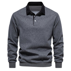 Classic Navy Blue Polo Shirt for Men - Stylish and Comfortable Long Sleeve Design