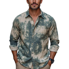 Men's Fashion Retro Mottled Print Casual Shirt MTA2531C0U