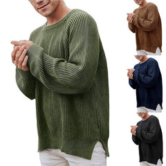 Men's Casual Ribbed Knit Sweater - Perfect for Fall and Winter Layers