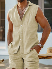 Stylish Sleeveless Linen Set for Men - Perfect for Summer Outings