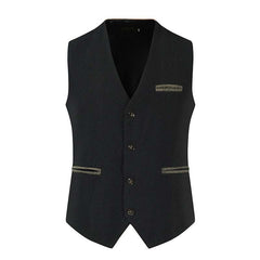 Men's Vintage Single Breasted Leather Suit Vest 31615058Y
