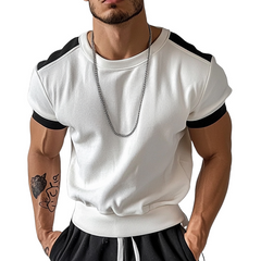 Men's Sports Contrast Color Short Sleeve Crew Neck T-Shirt MTA2738C2X