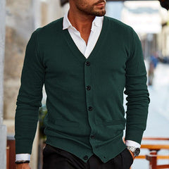 Men's Stylish V-Neck Button-Up Cardigan For Casual And Formal Wear