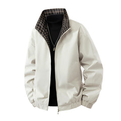Stylish Plaid Lined Bomber Jacket for Men - Perfect for Casual and Outdoor Activities