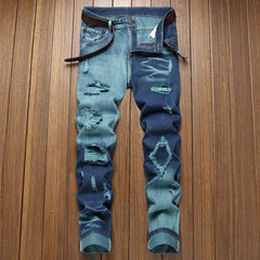 Distressed Denim Jeans With Unique Ripped Design For Men