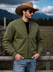 Men's Pilot Jacket with Zipper, Casual Minimalist Style, Suitable for Spring & Autumn Outdoor Sports