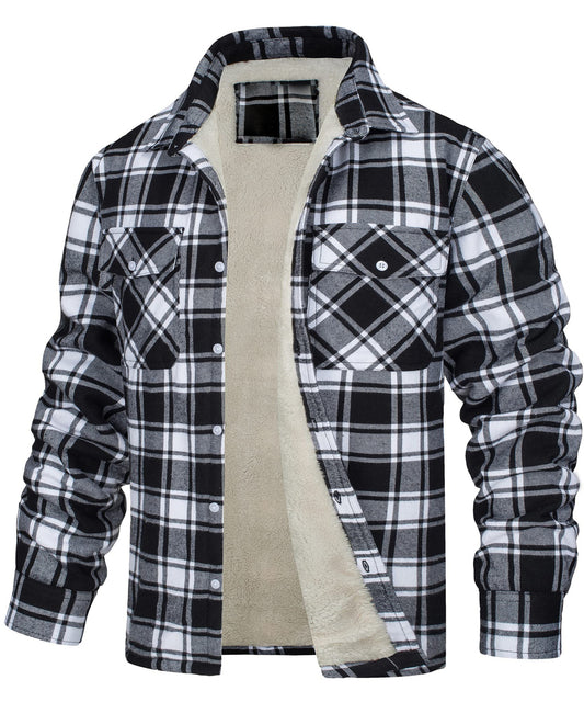Plaid Fleece-Lined Jacket for Men - Warm and Stylish Winter Outerwear