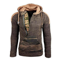 Men's Casual Hooded Long-Sleeved Pullover Knitted Hoodie 17002971M