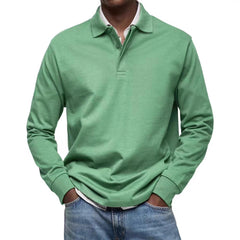 Stylish Red Long-Sleeve Polo Shirt For Men