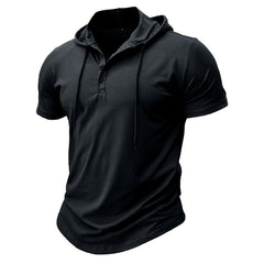Stylish Men's Hooded Henley T-Shirt - Perfect for Casual and Active Wear