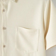 Men's Waffle Solid Color Short Sleeve Shirt And Pants Set 59383797X