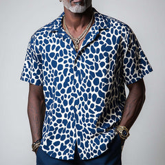 Men's Spring Fashion Leopard Print Casual Sports Short Sleeve Shirt MTA0941D4P