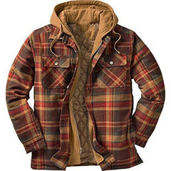 Plaid Hooded Jacket With Quilted Lining - Perfect For Outdoor Adventures