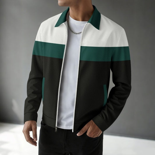 Stylish Color-Block Bomber Jacket for Men - Perfect for Casual and Sporty Looks