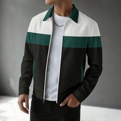 Stylish Color-Block Bomber Jacket for Men - Perfect for Casual and Sporty Looks