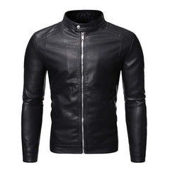 Men's Stand Collar Zip Leather Jacket 58055758X