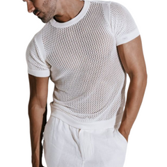 Men's Spring And Summer Fashionable Casual Slim Fit Knitted Short-sleeved T-shirt 66493524K